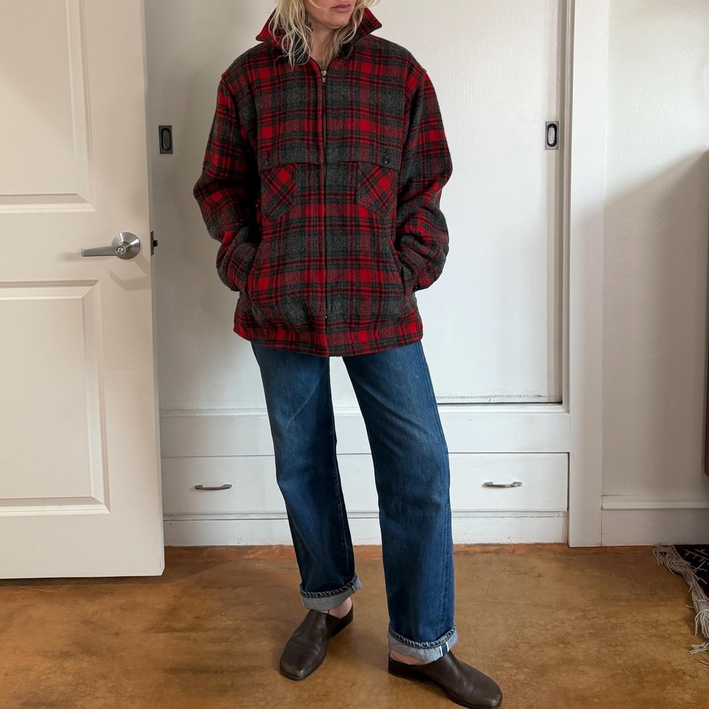 Vintage Johnson Woolen Mills Red plaid wool jacket‎